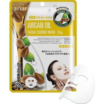 Арганова олія та кокосова олія для зволоження та пружності шкіри &mdash; Mitomo Facial Essence Mask, 1 маска 00536 фото