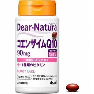 Коензим Q10 90 мг + 11 вітамінів Dear-Natura Asahi для енергії, серця та краси, 60 капсул (30 днів), Японія 00741 фото