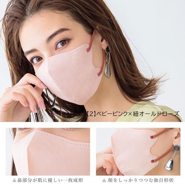 Комфорт та захист дихання 3D маски CICIBELLA Japan (Японія), стильний дизайн Beige Red, м'які та зручні, 10 шт. 00426 фото