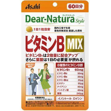 Комплекс витаминов группы В Asahi Dear Natura с инозитолом и аминокислотой для энергии, нервной системы и кожи, 60 шт на 60 дней 00216 фото