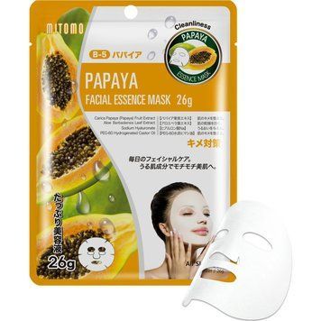 Тканинна маска для обличчя з екстрактом папаї та гіалуроновою кислотою &mdash; Mitomo Facial Essence Mask, 1 маска. 00529 фото